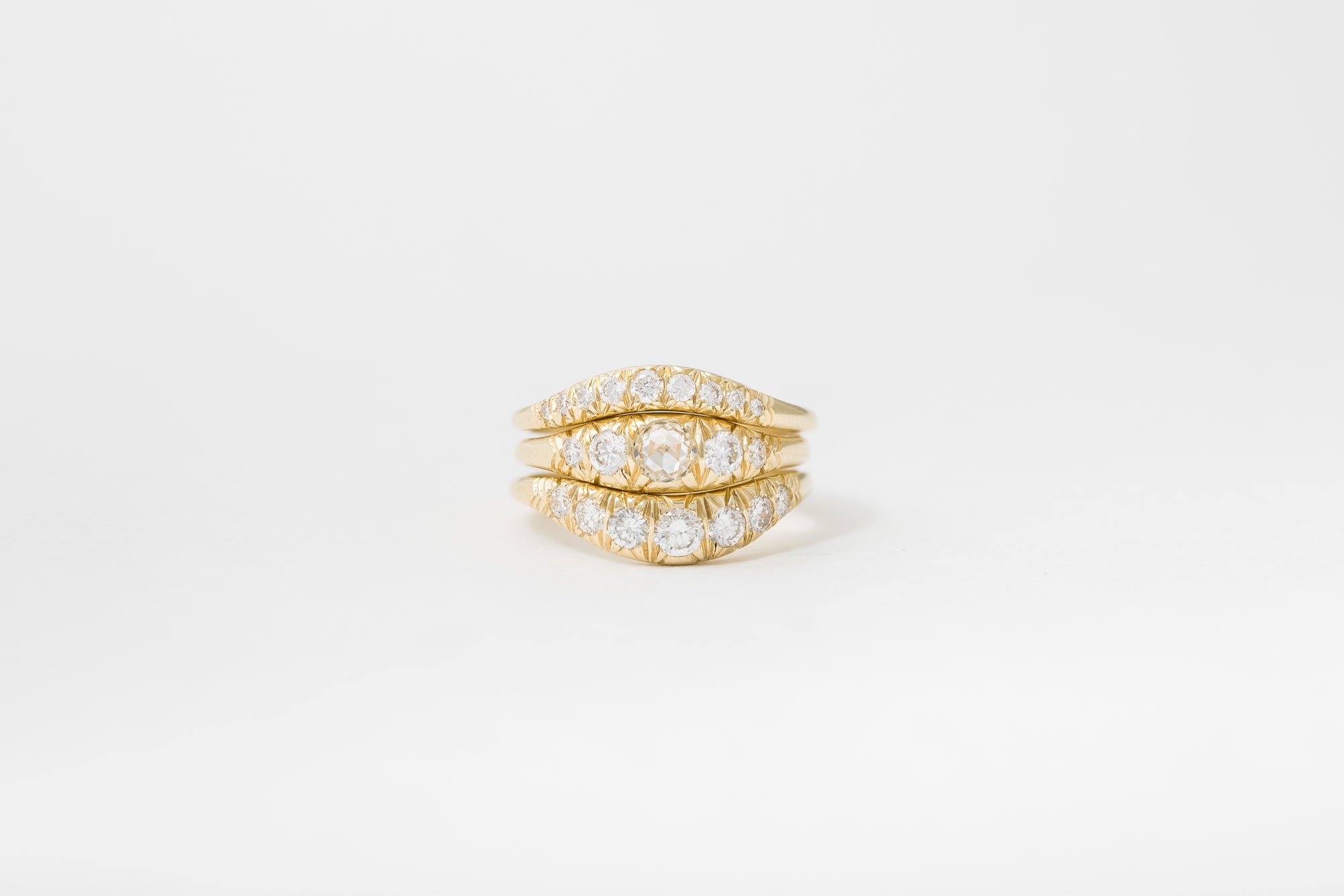 Rosecut Diamond Pavé Ovate IV Ring