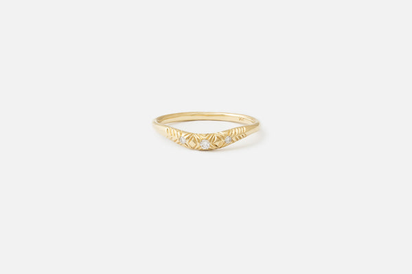 3 Stone Etched Curve I Ring