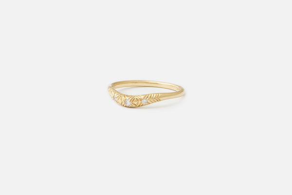 3 Stone Etched Curve I Ring
