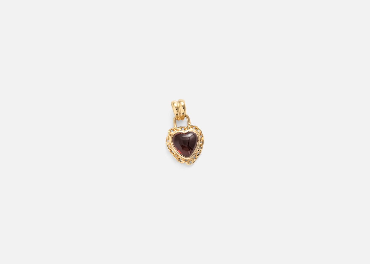 Garnet Heart Catene Charm