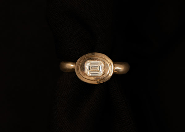 One of a Kind 0.84CT Emerald Cut Pictura Ring