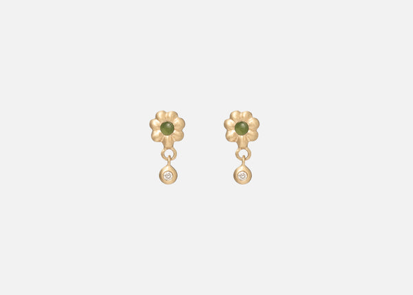 Jade and Diamond Flora Earring