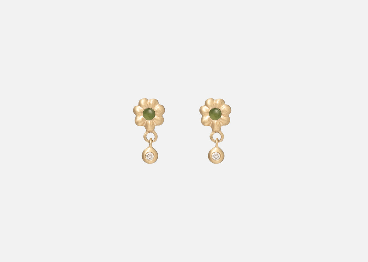 Jade and Diamond Flora Earring