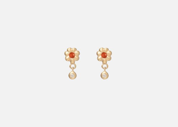 Carnelian and Diamond Flora Earring