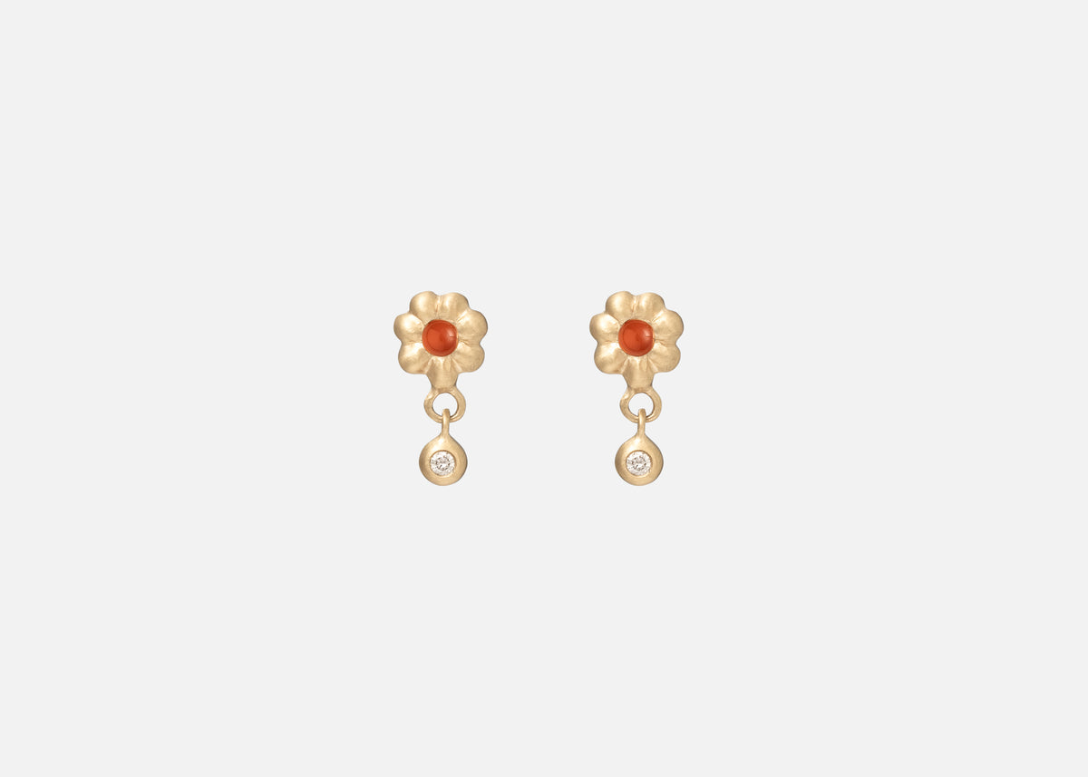 Carnelian and Diamond Flora Earring