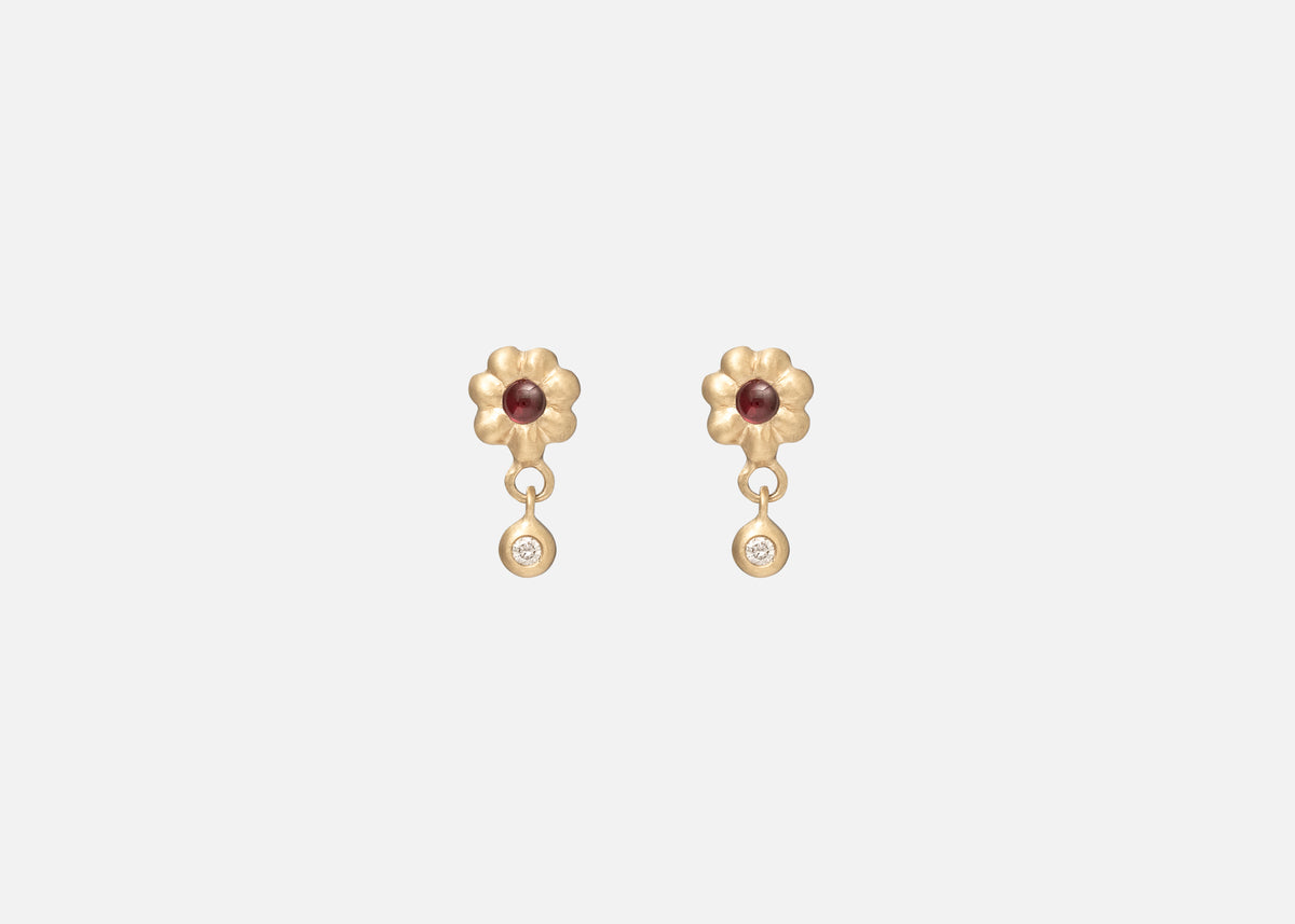 Garnet and Diamond Flora Earring