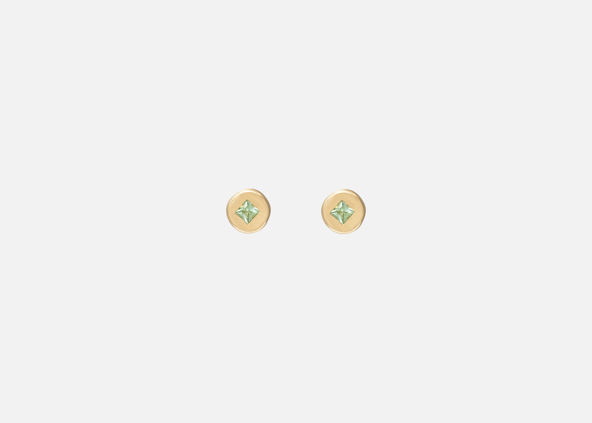 Green Tourmaline Round Pictura Stud