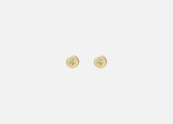 Green Tourmaline Round Pictura Stud