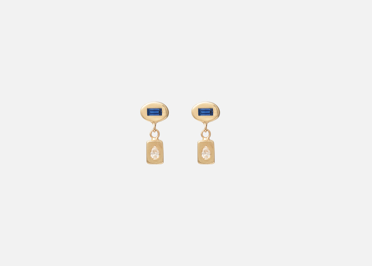 Blue Sapphire and Diamond Pictura Drop Earring II