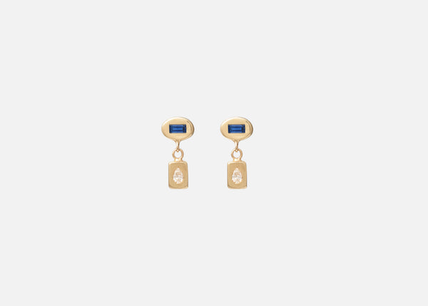 Blue Sapphire and Diamond Pictura Drop Earring II