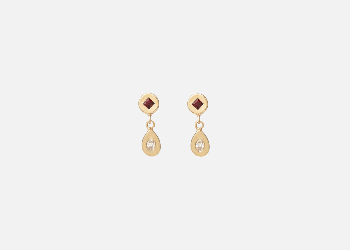 Garnet and Diamond Pictura Drop Earring I