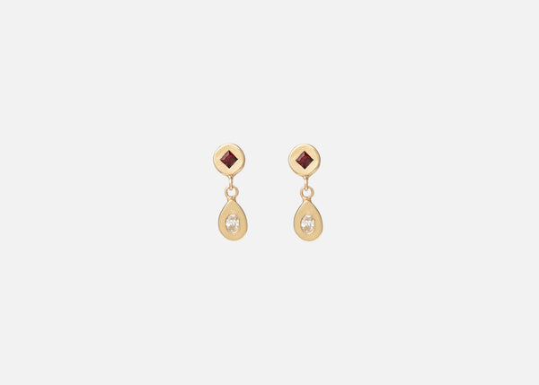 Garnet and Diamond Pictura Drop Earring I