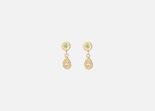 Green Tourmaline and Diamond Pictura Drop Earring I
