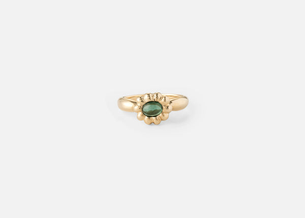 Green Tourmaline Oval Flora Ring