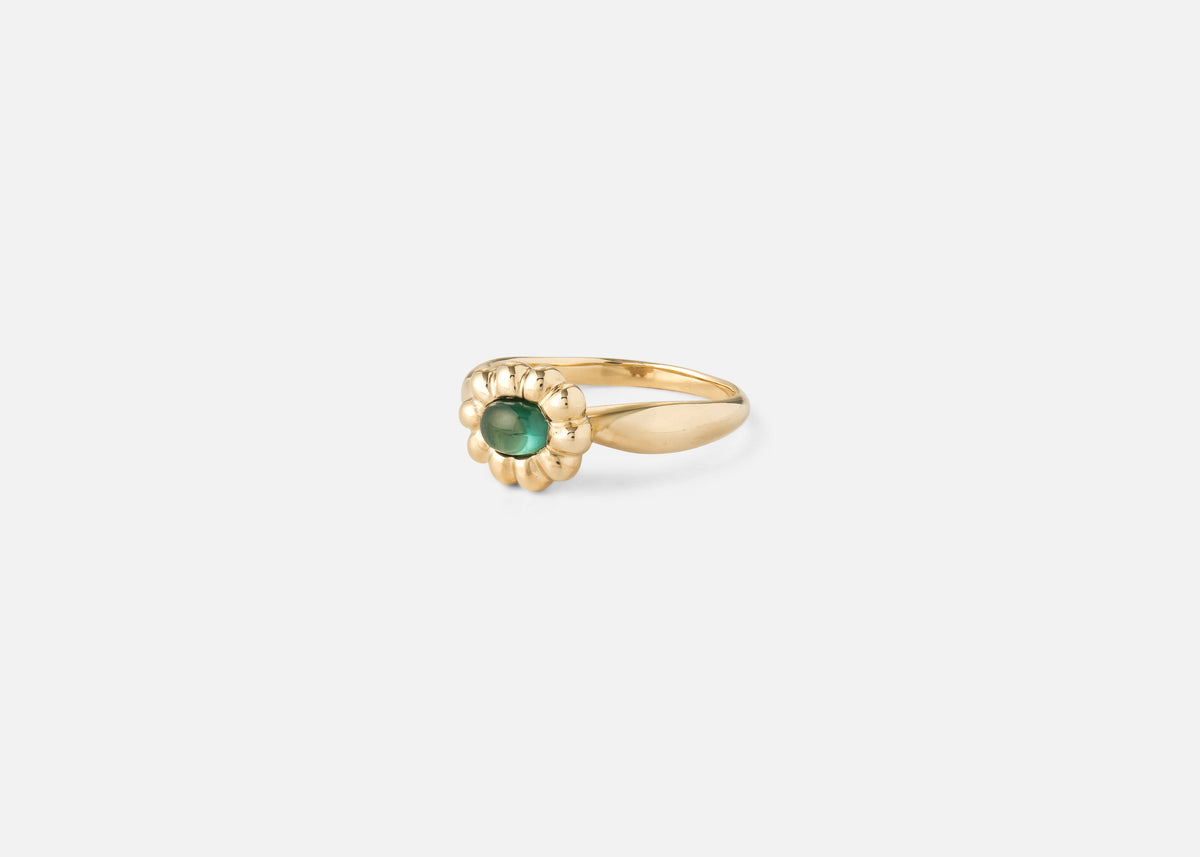 Green Tourmaline Oval Flora Ring