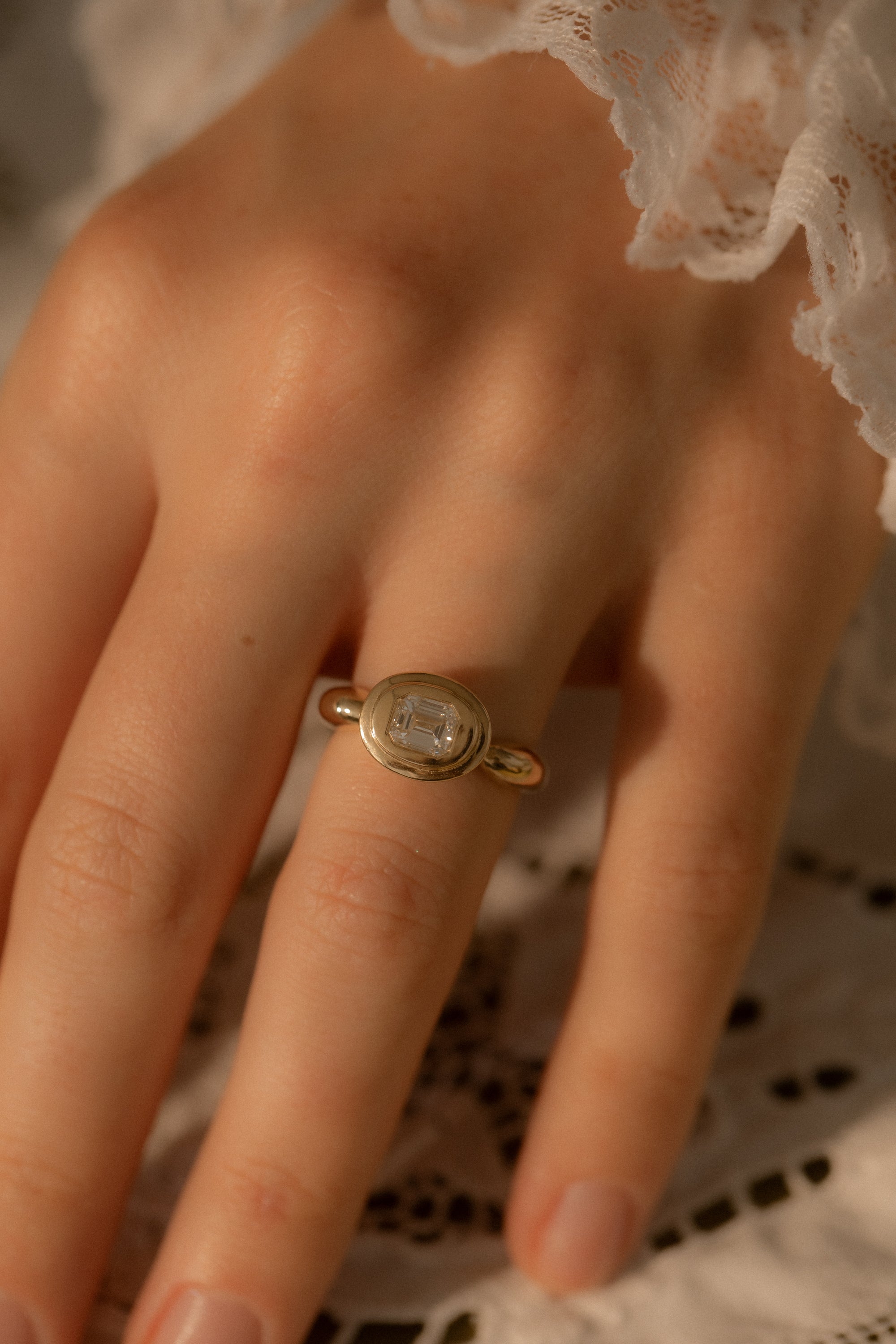 One of a Kind 0.84CT Emerald Cut Pictura Ring
