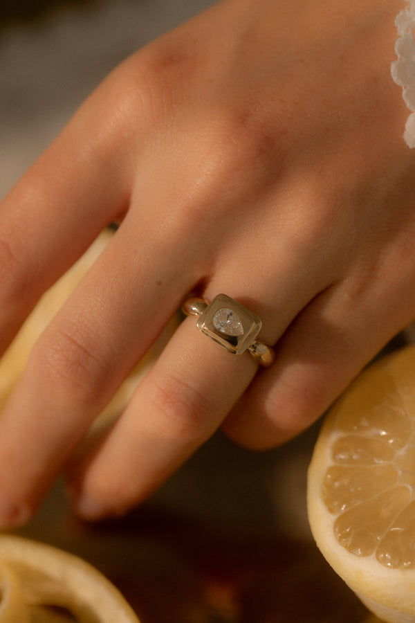 One of a Kind 0.45CT Pear Cut Pictura Ring