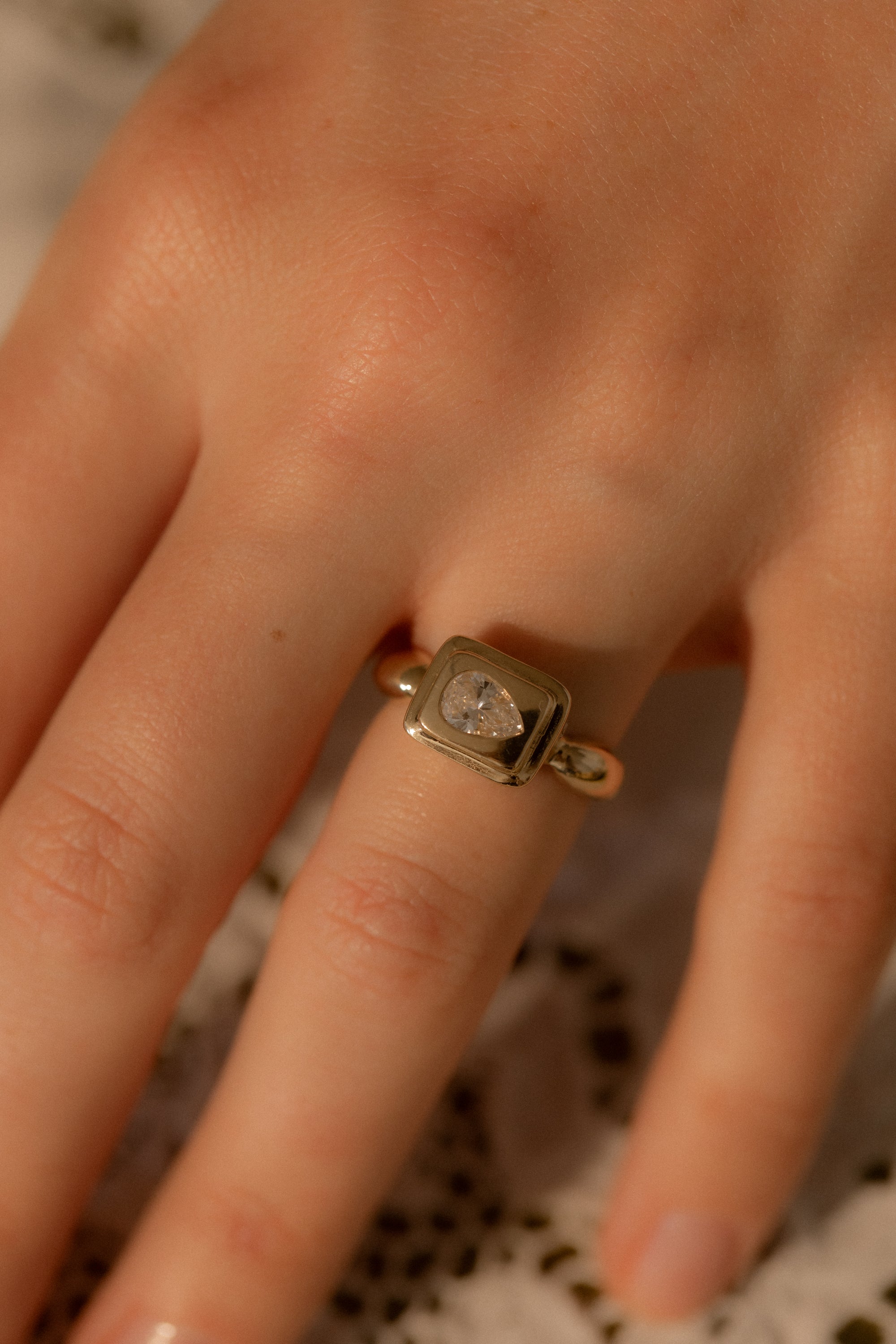 One of a Kind 0.45CT Pear Cut Pictura Ring