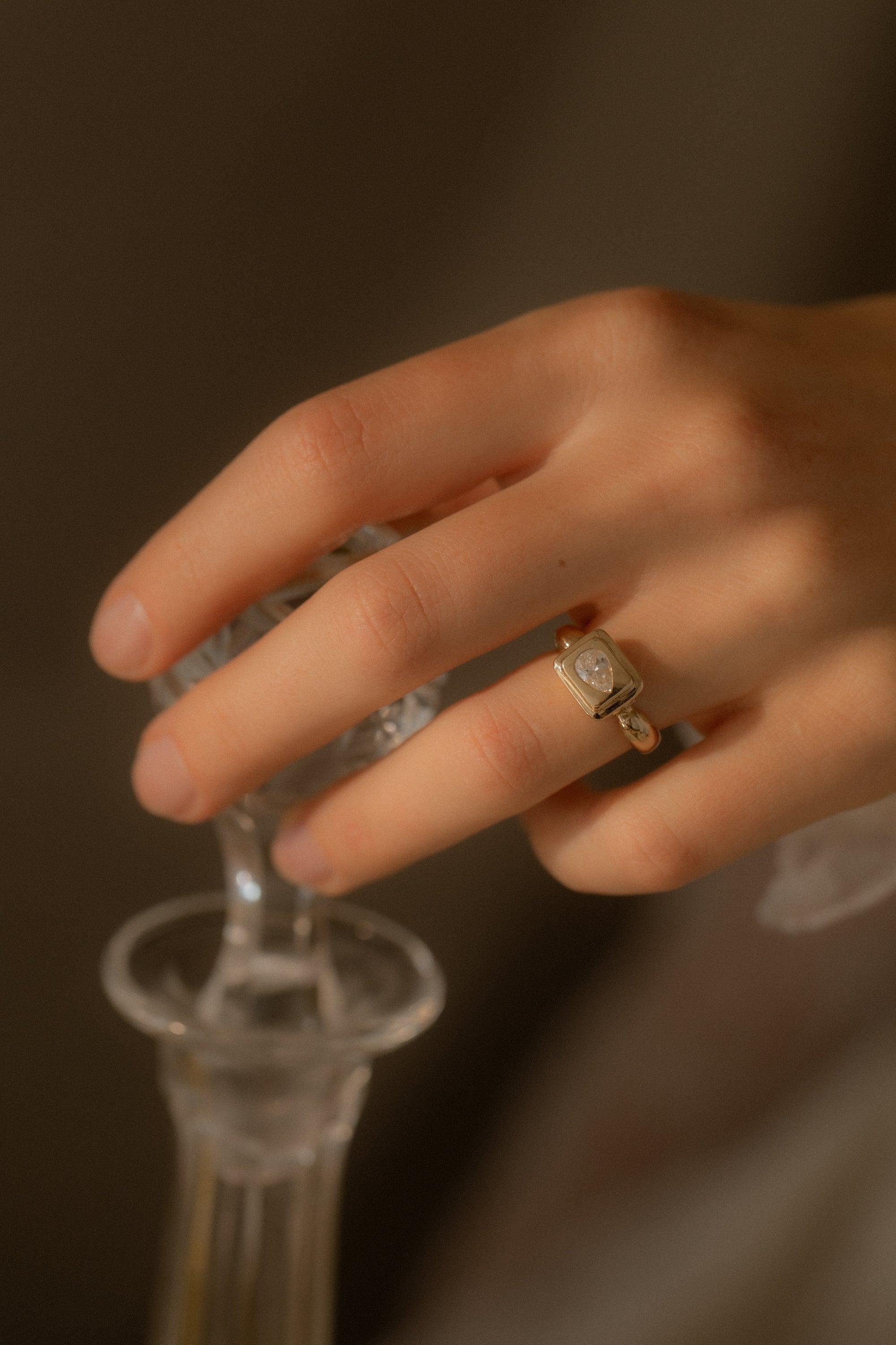 One of a Kind 0.45CT Pear Cut Pictura Ring