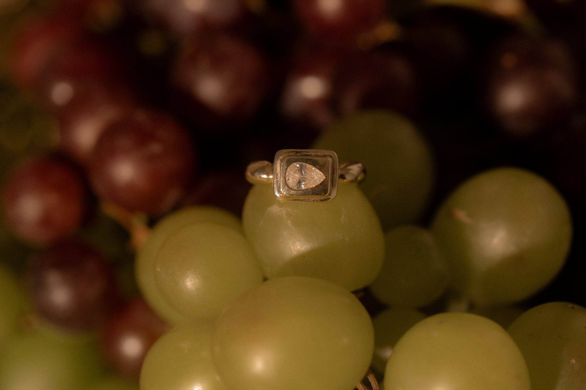 One of a Kind 0.45CT Pear Cut Pictura Ring