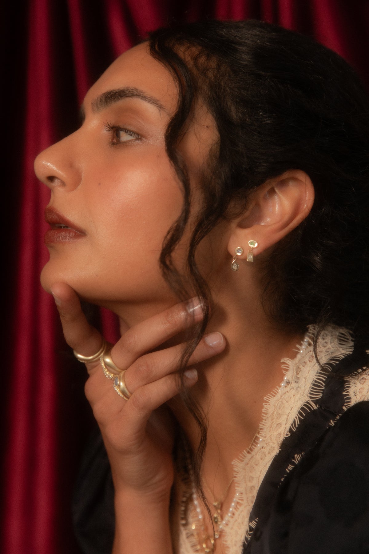 Blue Sapphire and Diamond Pictura Drop Earring II