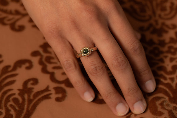 Green Tourmaline Oval Flora Ring