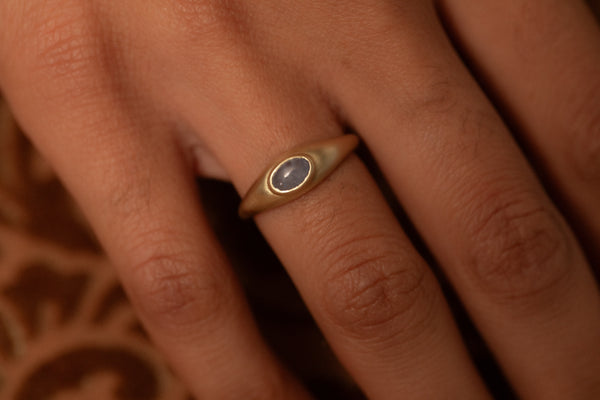 Light Blue Sapphire Ovate III Ring