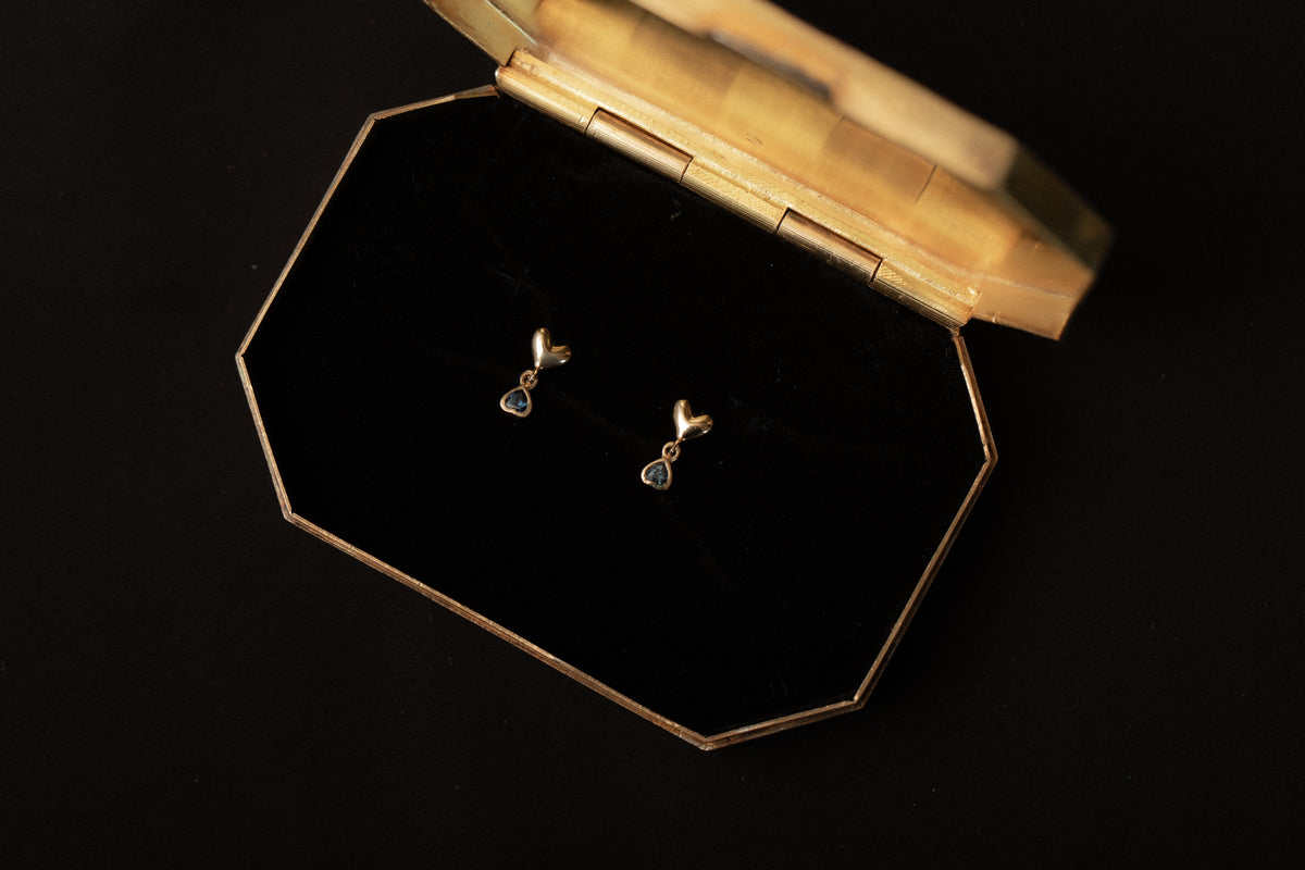 Dark Blue Sapphire Shadow Earring