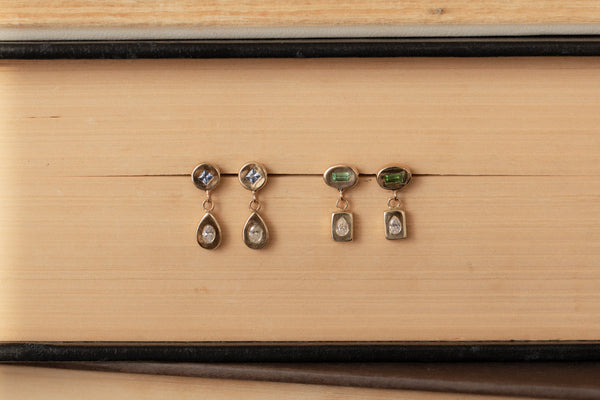 Green Tourmaline and Diamond Pictura Drop Earring II