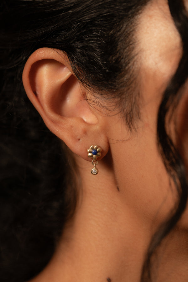 Garnet and Diamond Flora Earring