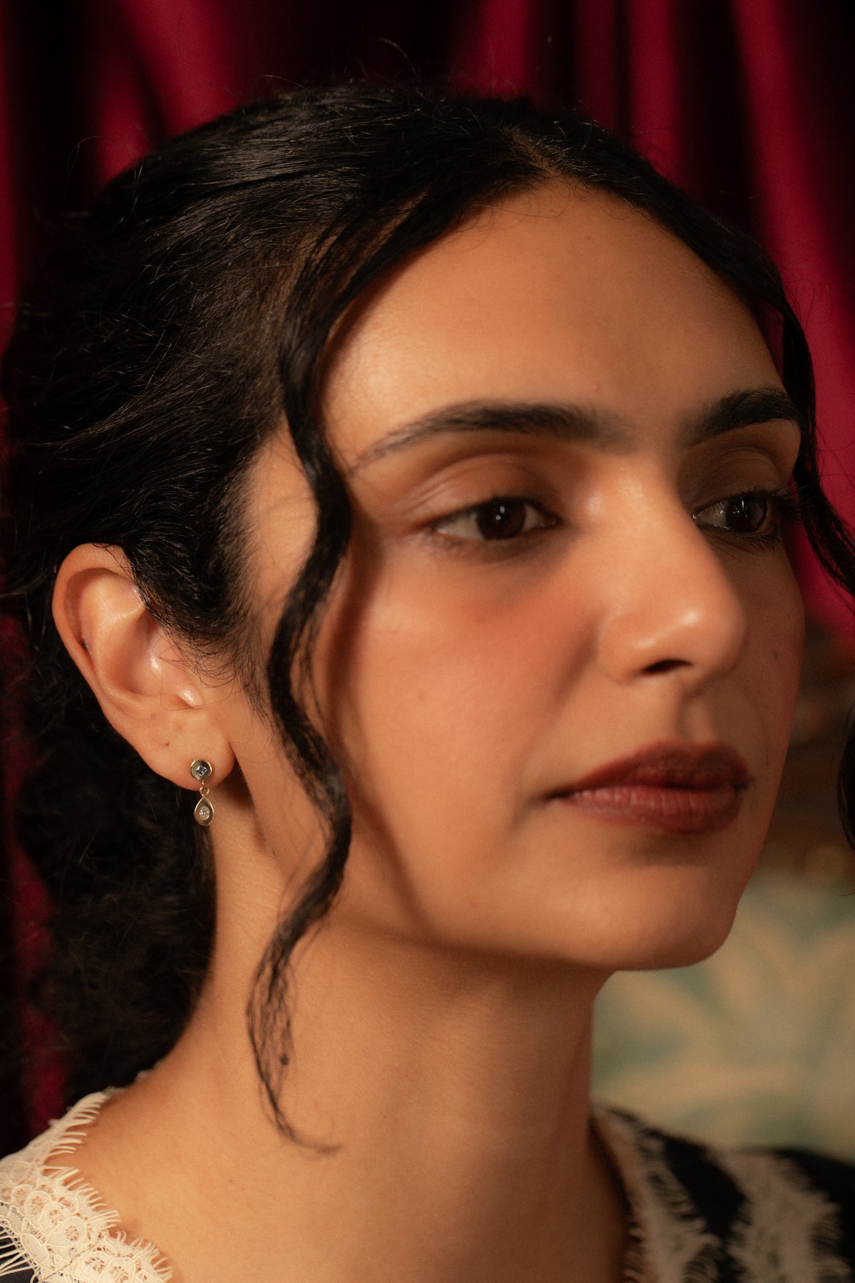 Green Tourmaline and Diamond Pictura Drop Earring I