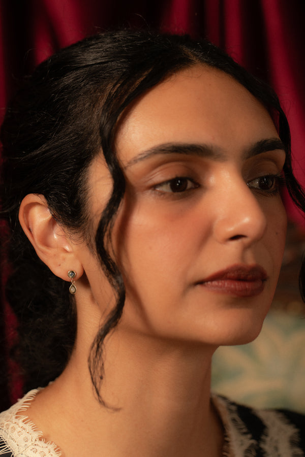 Green Tourmaline and Diamond Pictura Drop Earring I