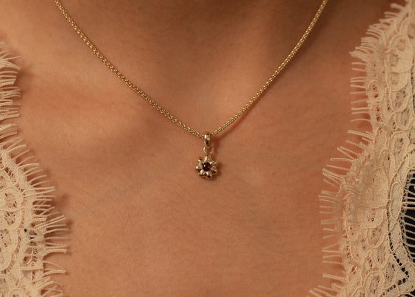 Garnet Petite Flora Charm
