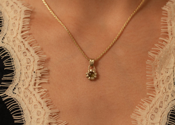 Sunstone Round Flora Charm