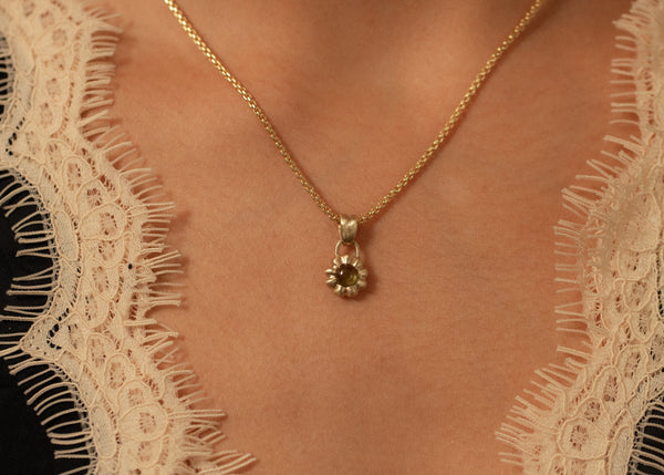 Rhodolite Garnet Round Flora Charm