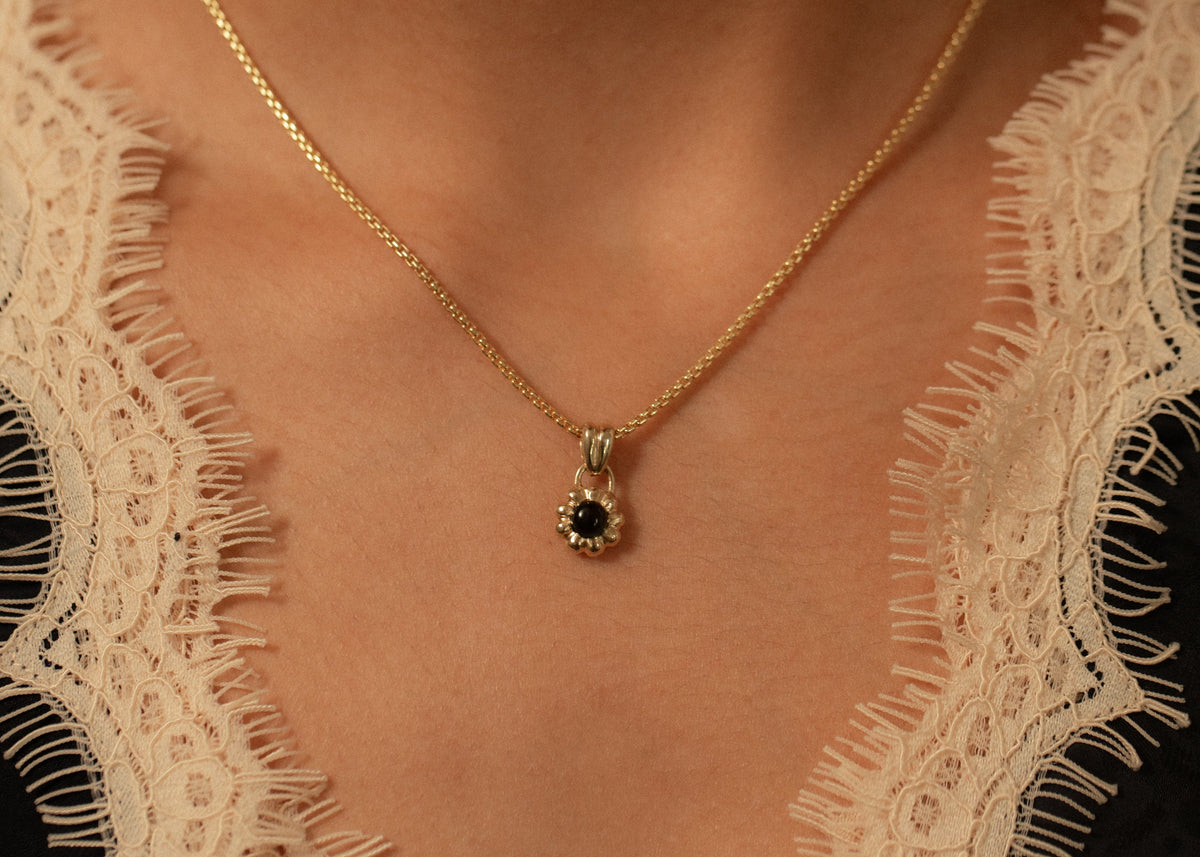 Green Tourmaline Round Flora Charm