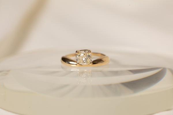0.96CT One of a Kind Old Mine Cut Double Peak Solitaire