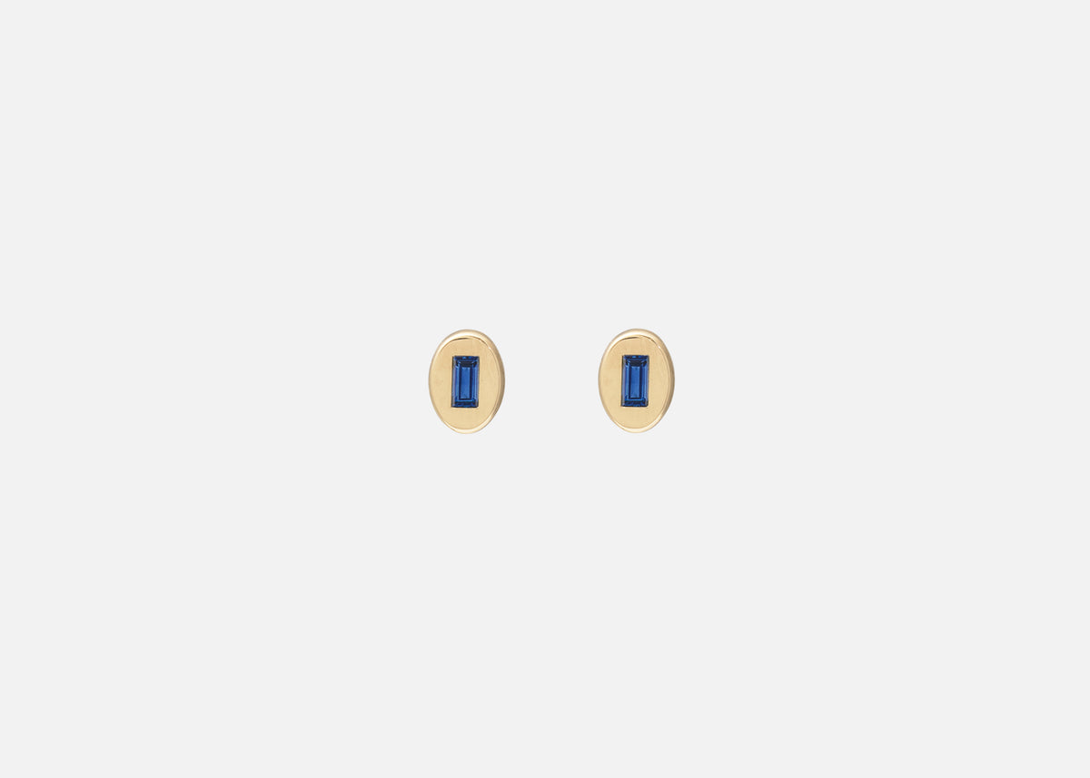 Blue Sapphire Oval Pictura Stud
