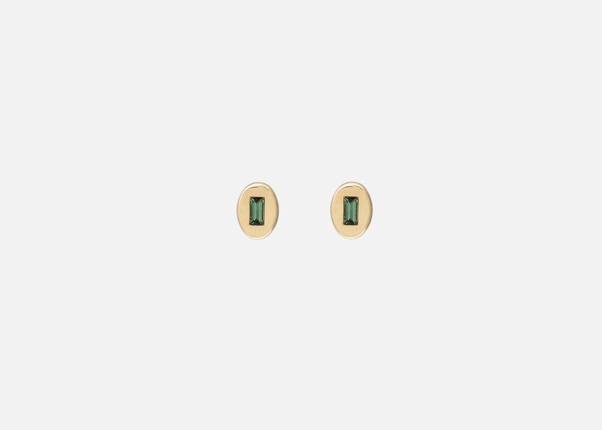 Green Tourmaline Oval Pictura Stud