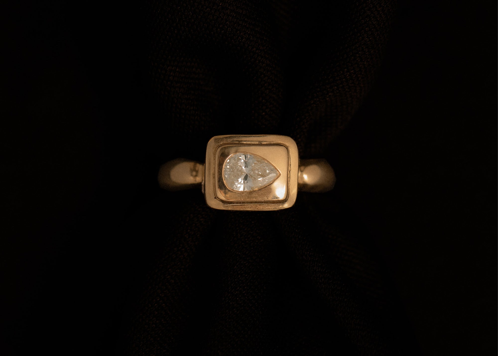 One of a Kind 0.45CT Pear Cut Pictura Ring