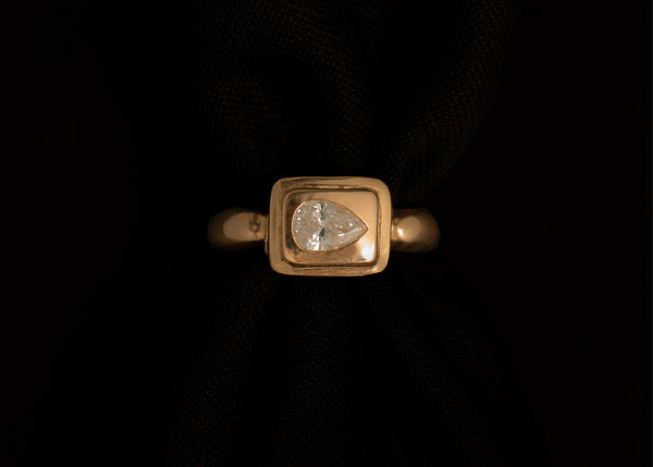 One of a Kind 0.45CT Pear Cut Pictura Ring