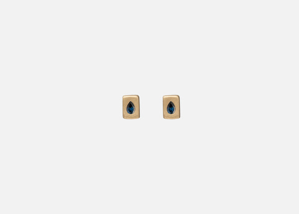 Dark Blue Sapphire Rectangle Pictura Stud