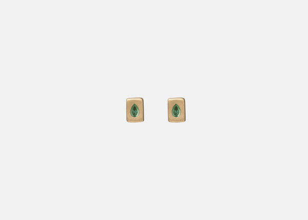 Green Tourmaline Rectangle Pictura Stud