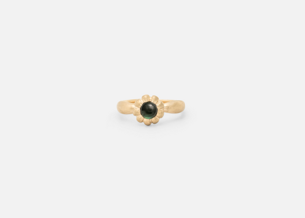 Green Tourmaline Round Flora Ring