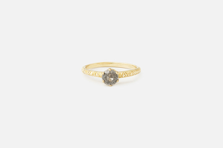 Etched Una Ring // Salt and Pepper Diamond
